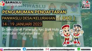 Pendaftaran Sudah Dibuka, Panwaslu Siak Hulu Butuh 12 PKD/PPL Untuk Sukseskan Pemilu 2024 Mandatang