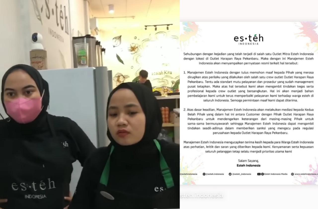 Pelanggan di Pekanbaru Dilempar Hingga Diteriaki Kata tak Senonoh, Es Teh Indonesia Minta Maafi