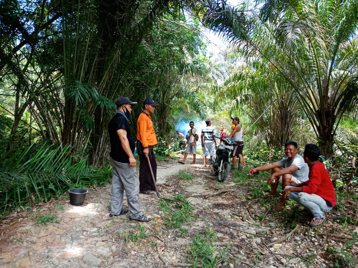 Warga Dusun IV Desa Pangkalan Baru Siak Hulu Gotong Royong Perbaiki Jembatan yang Sudah Lama Rusaki