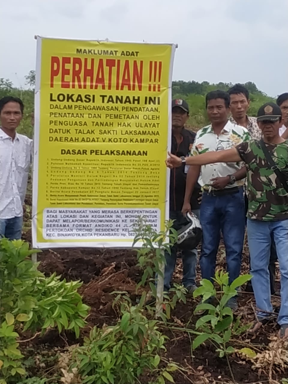 Pemasangan Plang Tanah Ulayat Datuk Talak Laksamano Kampari