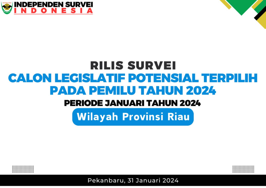 Survei Januari 2024 Empat Petahana Berpotensi Terpilih Kembali Dari Dapil Riau II, Hanya Demokrat yang Tumbangi