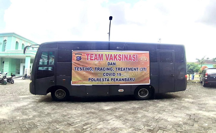 Polda Riau Kerahkan 20 Unit Kendaraan Untuk Vaksinasii