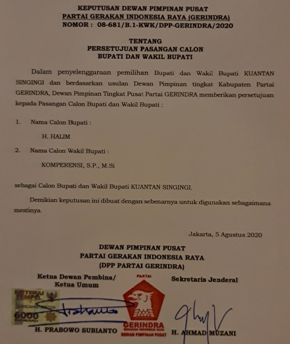 3 Kandidat Bupati dan Wakil Bupati Rohul Mendaftar di Hari Berbeda ke KPUi